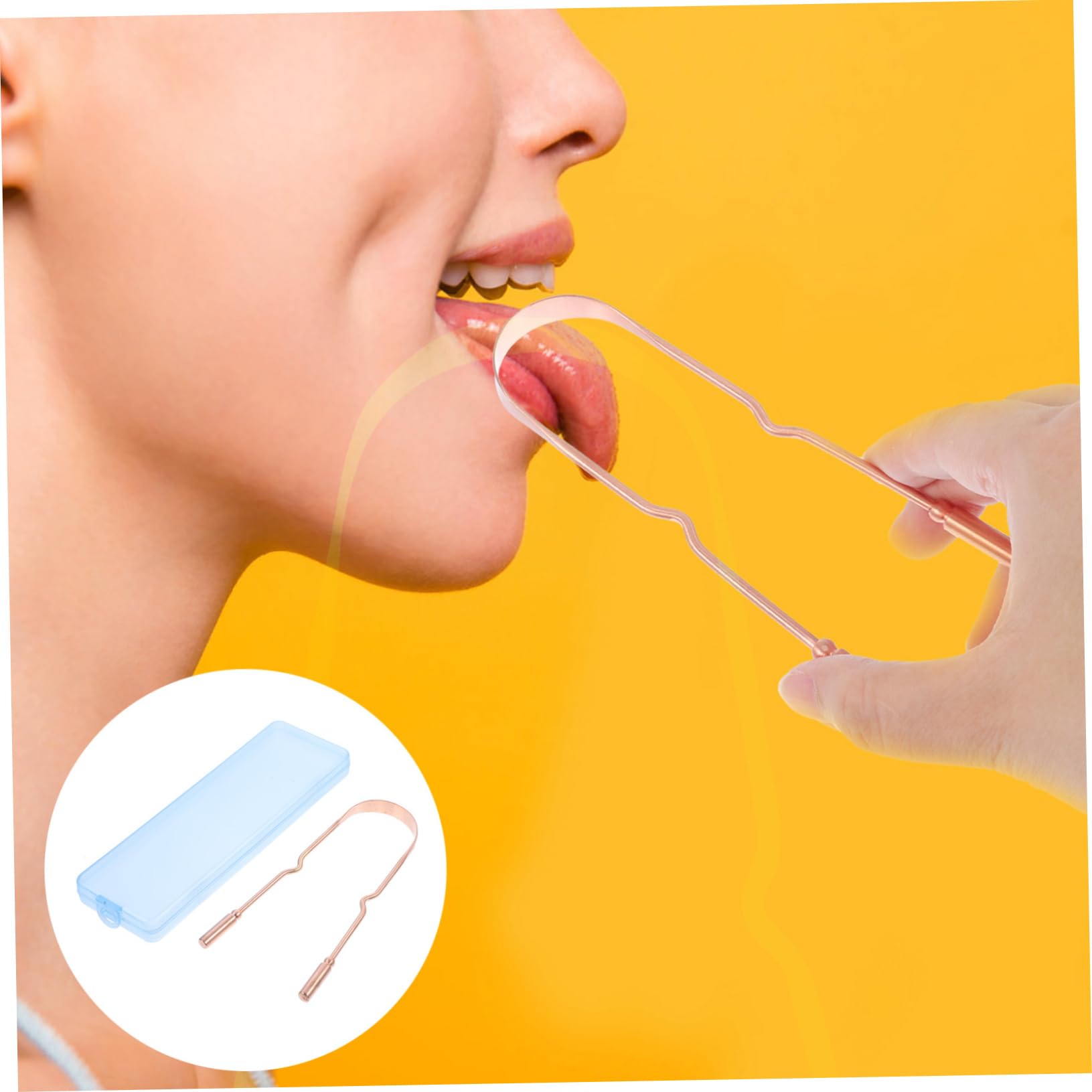 PartyKindom 15pezzi Pulisci Lingua Portatile Rame Con Scatola Di Contenimento Raschietto Ergonomico Per Igiene Orale Per Adulti Riduce Odori Sgradevoli Facile Da Usare