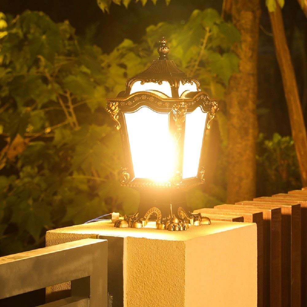 Cortile Europeo Antico Post Pilastro Lanterna Luce Ingresso Portico Cortile Decorazione Esterno retrò Tradizionale E27,50 * 24cm