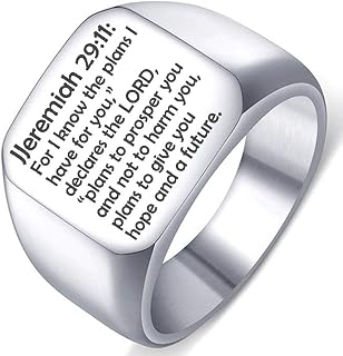 Bible Verse Jeremiah 29:11 Womens Stainless Steel Religious Christian Wedding Ring Band