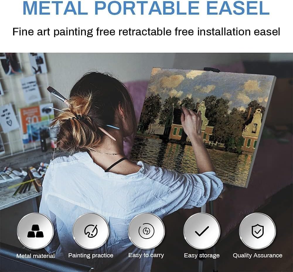 RRFTOK Art Painting Artist Easel Stand,Aluminum Metal Tripod Adjustable Easels for Painter Canvases Height from 17 to 66 Inch - Carry Bag for Table-Top/Floor Drawing and Displaying 2-Pack.