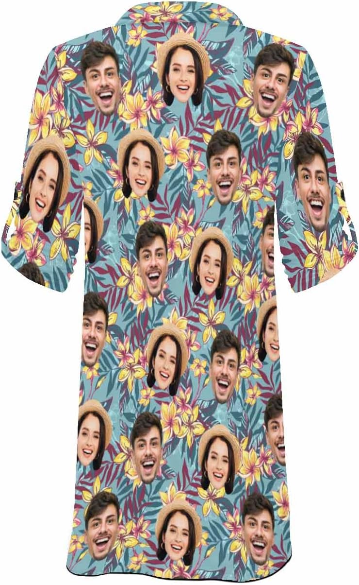 Custom Face Swimsuit Coverups for Women Personalized Bathing Suit Funny Chiffon Bikini Swimwear Beach Cover Up Dress Shirt - Image 4