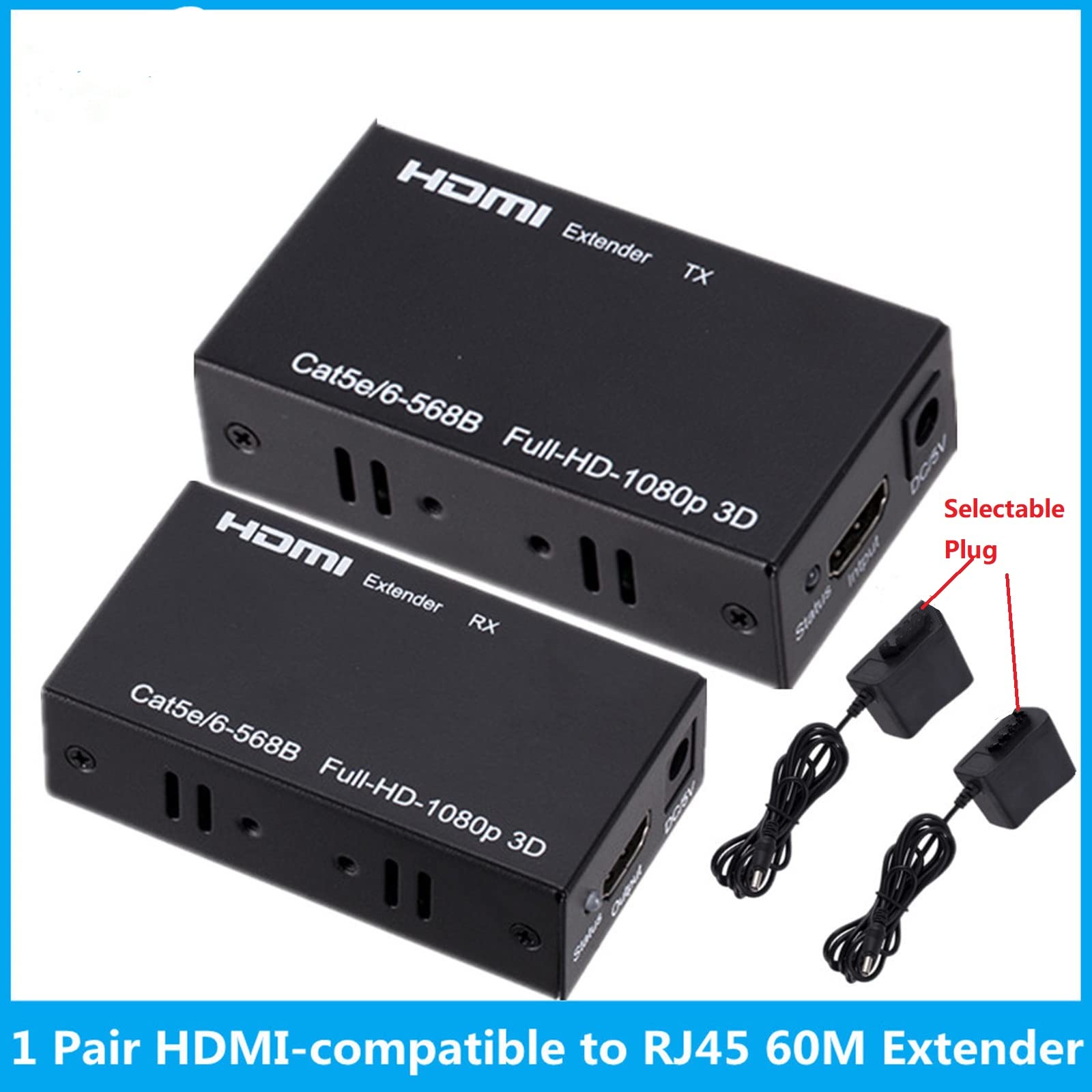 MOUDOAUER Przedłużacz HDMI Over IP Ethernet 1080p do 60 m, bezpośredni przedłużacz 1 do 1 przez CAT5e CAT6 do wielu przełączników Gigabit i sieci LAN, rozszerzenie podczerwieni