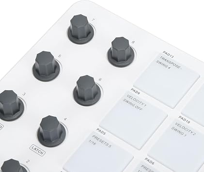 MIDI Controller with 16 RGB Drum Pads and 8 Rotating Knobs USB Beat Maker Machine for Music Production