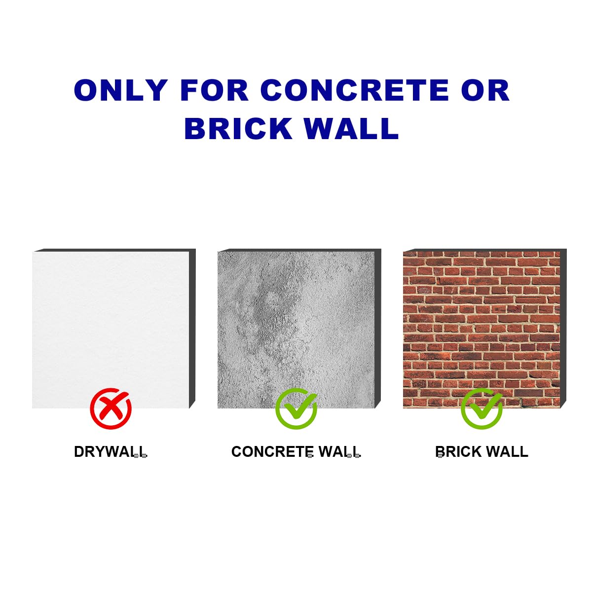 Concrete Wall Anchors for TV Mount Installation - Suitable for Concrete or Brick Walls - Durable Plastic Anchor Bolts 10x50mm Grey Drywall Anchors 8pcs