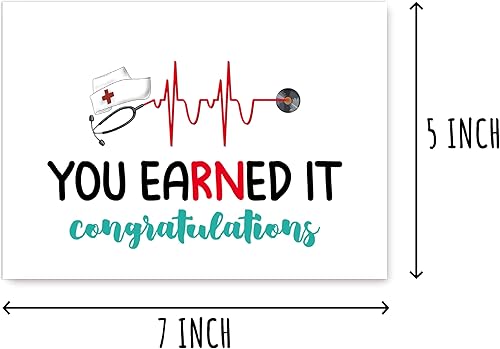 Miniatura 2 de EdgarGifts You Earned It Congratulations - Bonita tarjeta de graduación de enfermera - Tarjeta de felicitación de graduación Rn - Tarjeta de