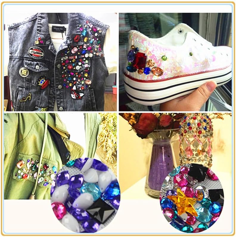 Miniatura 6 de 100 gemas de cristal acrílicas con forma de gota de 0.315 x 1.102 in, parte trasera plana de color AB para coser, 2 agujeros para manualidades,