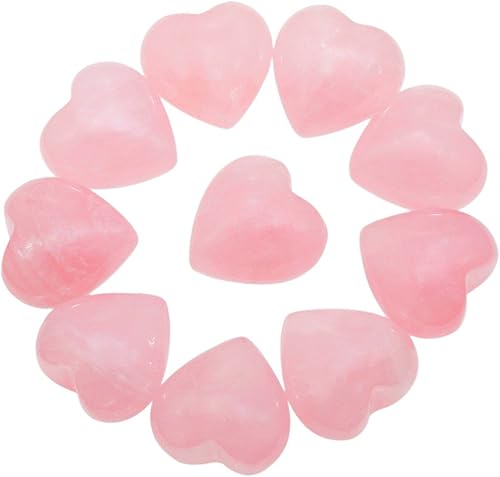 Rockcloud - Cristal sanador de cuarzo rosado natural tallado en forma de corazón piedras para palma de la mano piedras de relajación para Reiki