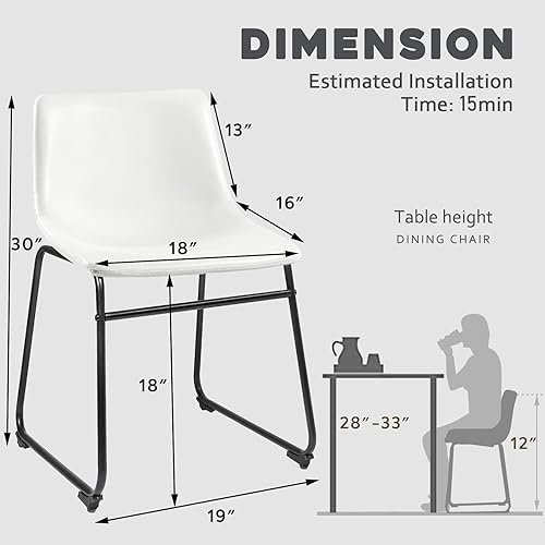Miniatura 2 de Waleaf Juego de 2 taburetes de bar de 18 pulgadas, taburetes de bar de altura de mostrador con respaldo, taburetes modernos de piel sintética con