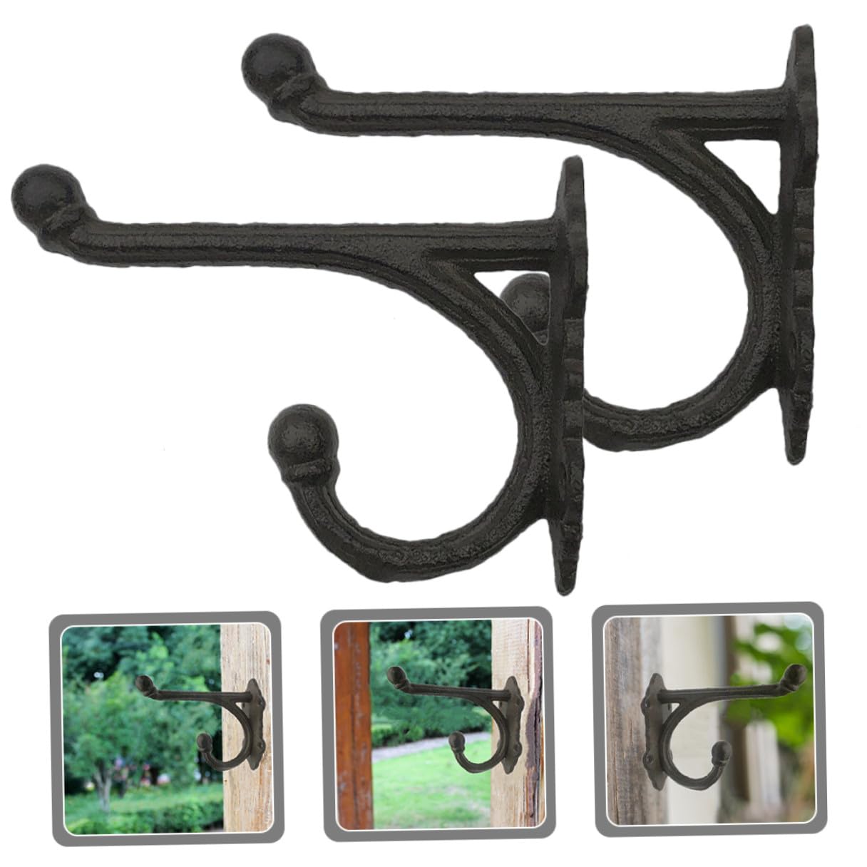 BESTYASH Ganci da Muro in Ghisa 2 Pezzi Vintage per Cappotti e Chiavi, Design Antico, Montaggio a Muro, per Cucina e Piccoli Spazi