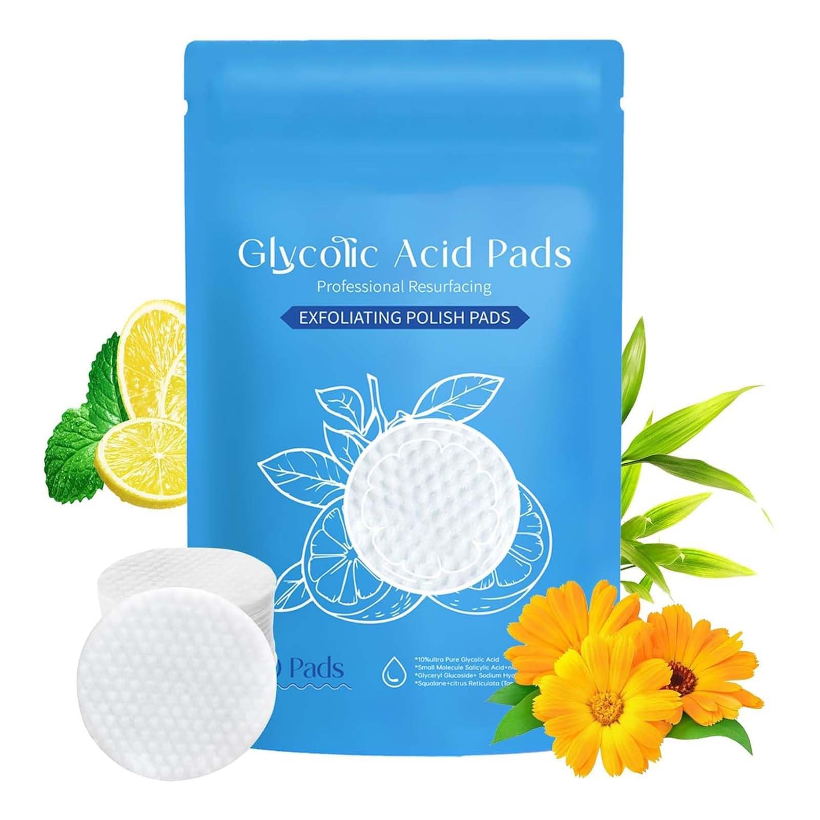 Glycolic Acid Pads 10% Exfoliating Pad for Face,Exfoliating Pads with Salicylic Toner Pad With Acid Aloe Vitamin E Deep Cleaning Effect Peeling Gentle for Sensitive Skin-40 (1pc)