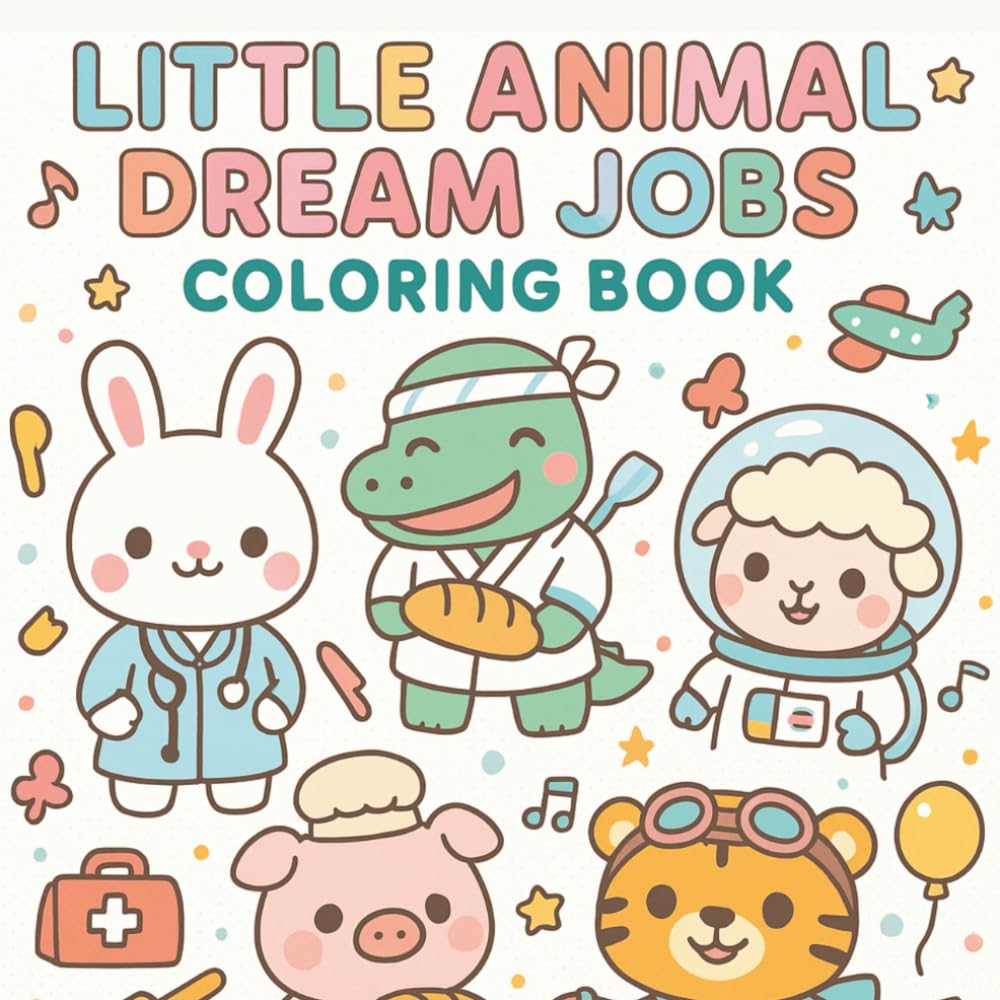 Little Animal Careers: Coloring Book for Adults and Teens, Cozy and Whimsical Designs of Cute Animals at Work for Stress Relief and Fun