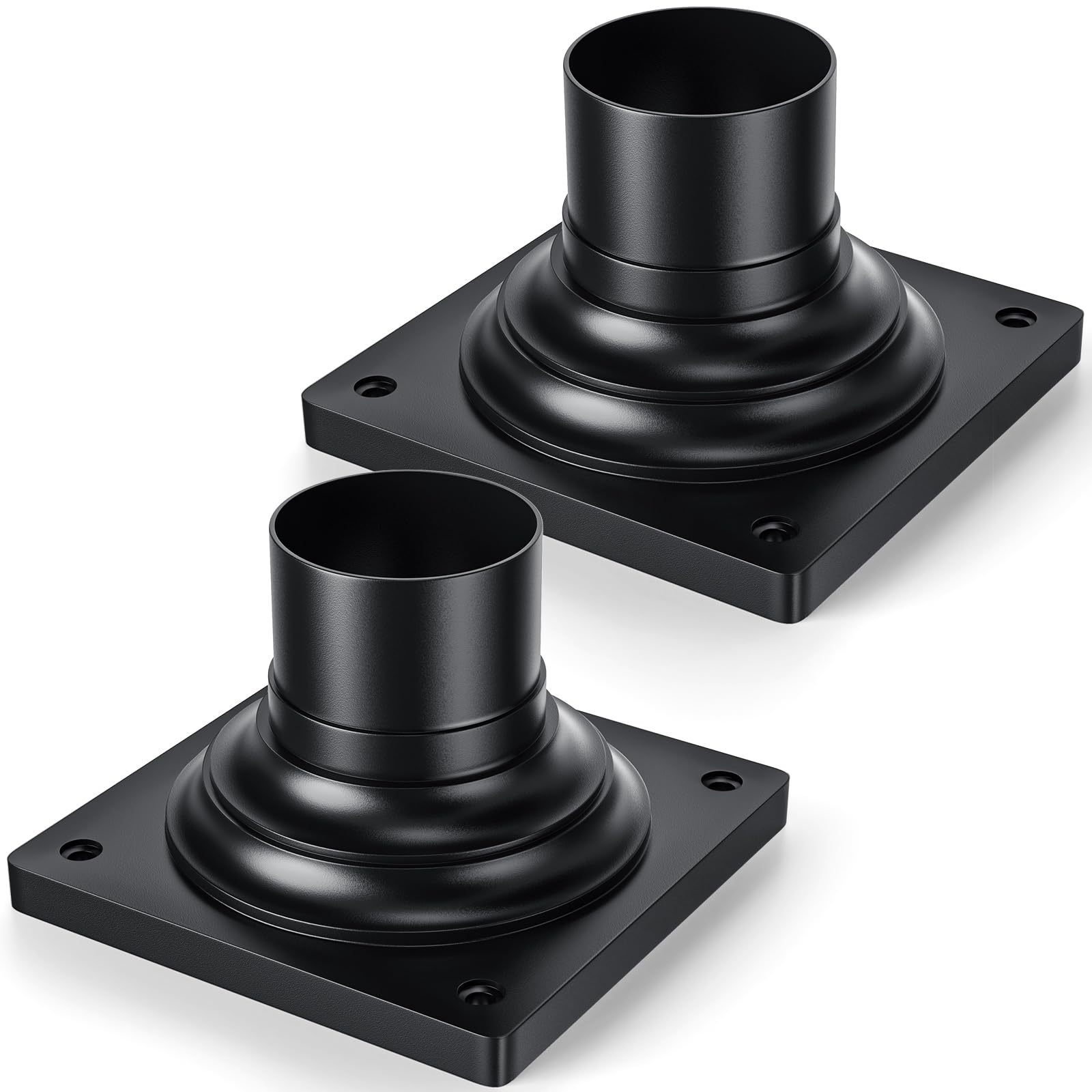 Photo 1 of YSN 3 Inch Pier Mount Base 2 Packs, Cast Aluminum Outdoor Post Light Mounting Base, Black Pier Mount Adapter for 3" Post Lights, Parts Kits Included, 6" L x 6" W x 4.5" H