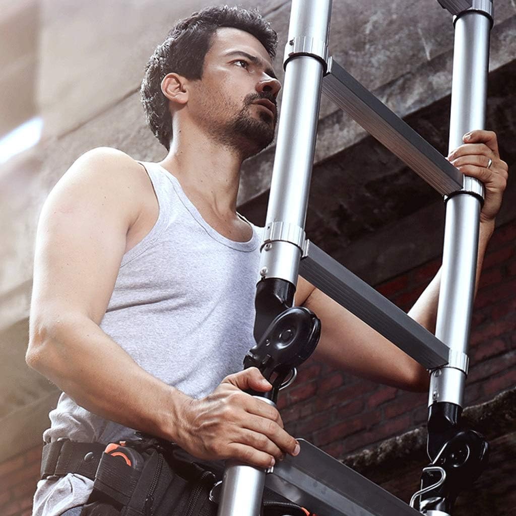 Telescoping Extension Ladder, Telescoping Ladders 26 FT Folding Ladder Telescoping Ladder, One-Button Retraction Extension Ladder, Collapsible Ladder with Spring Loaded Locking Lad