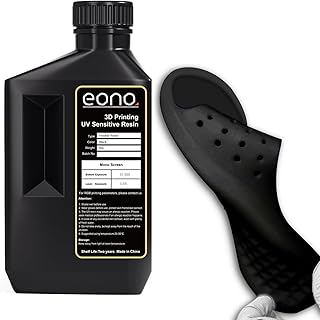 EONO Flexibles 3D Drucker Resin (Shore 80A) 3D Druck Resin Weiches Gummi/TPU-ähnliches Resin, Hohe Dehnung, 405nm Schnelle UV Resin für LCD Drucker, Schwarz 1000g