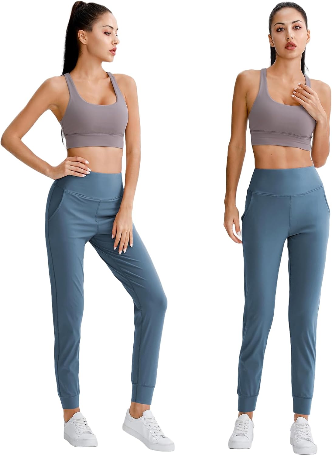 Womens Joggers with Pockets High Waisted Leggings Stretchy Slim Fit Sweatpants for Yoga Workout Daily Wear - Image 6