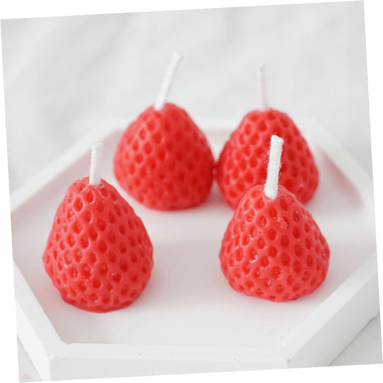 Set 9 Candele Profumate Forma Fragola in Paraffina Rosse Decorazioni Adorabili per Festa e Casa Atmosfera Calda e Confortevole