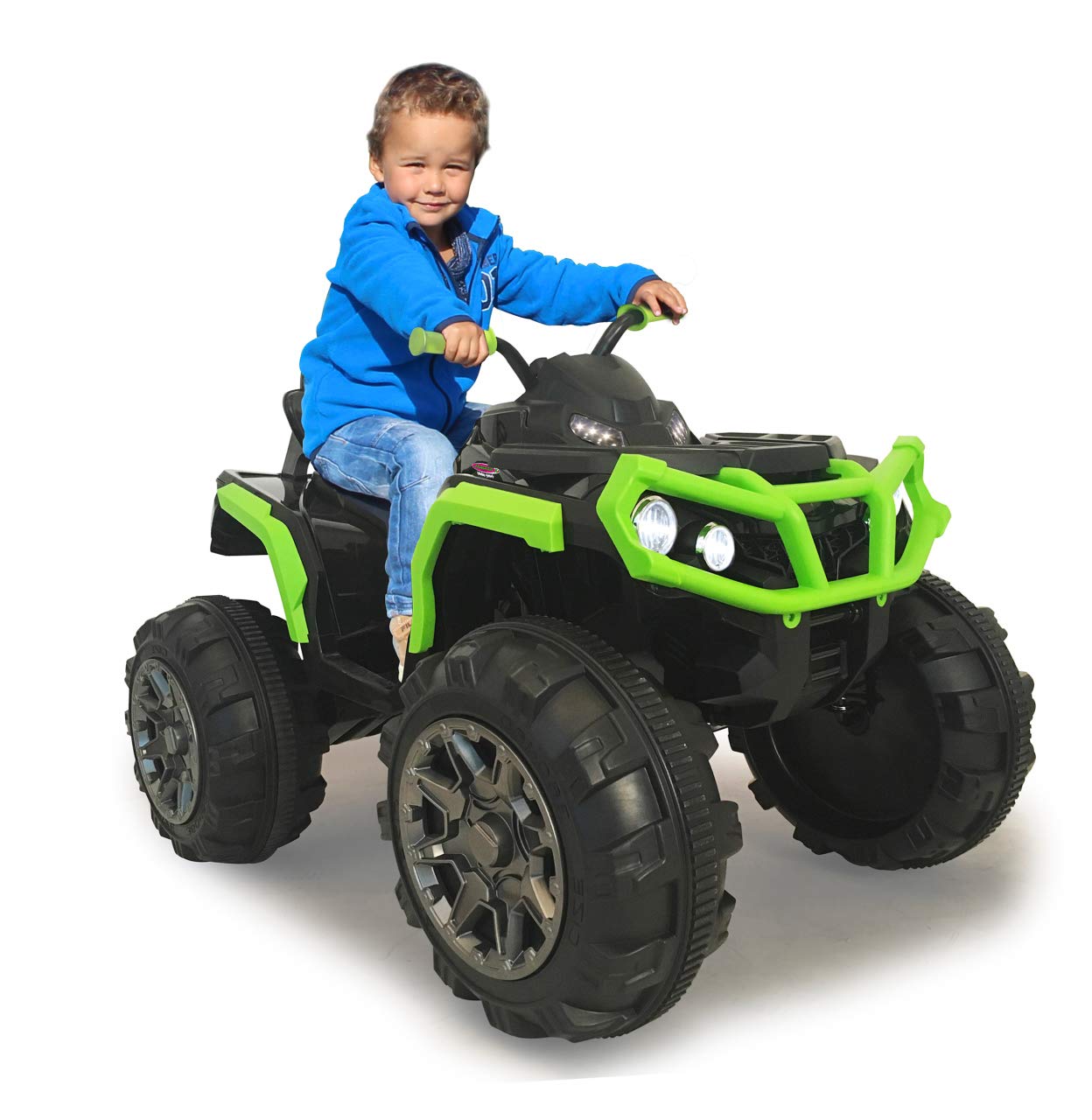 JAMARA 460450 - Ride-on Quad Protector wydajne silniki napędowe i akumulator 12 V zapewniają długi czas jazdy, 2-biegowy przełącznik turbo, gumowe pierścienie na kołach napędowych, radio FM, kolor