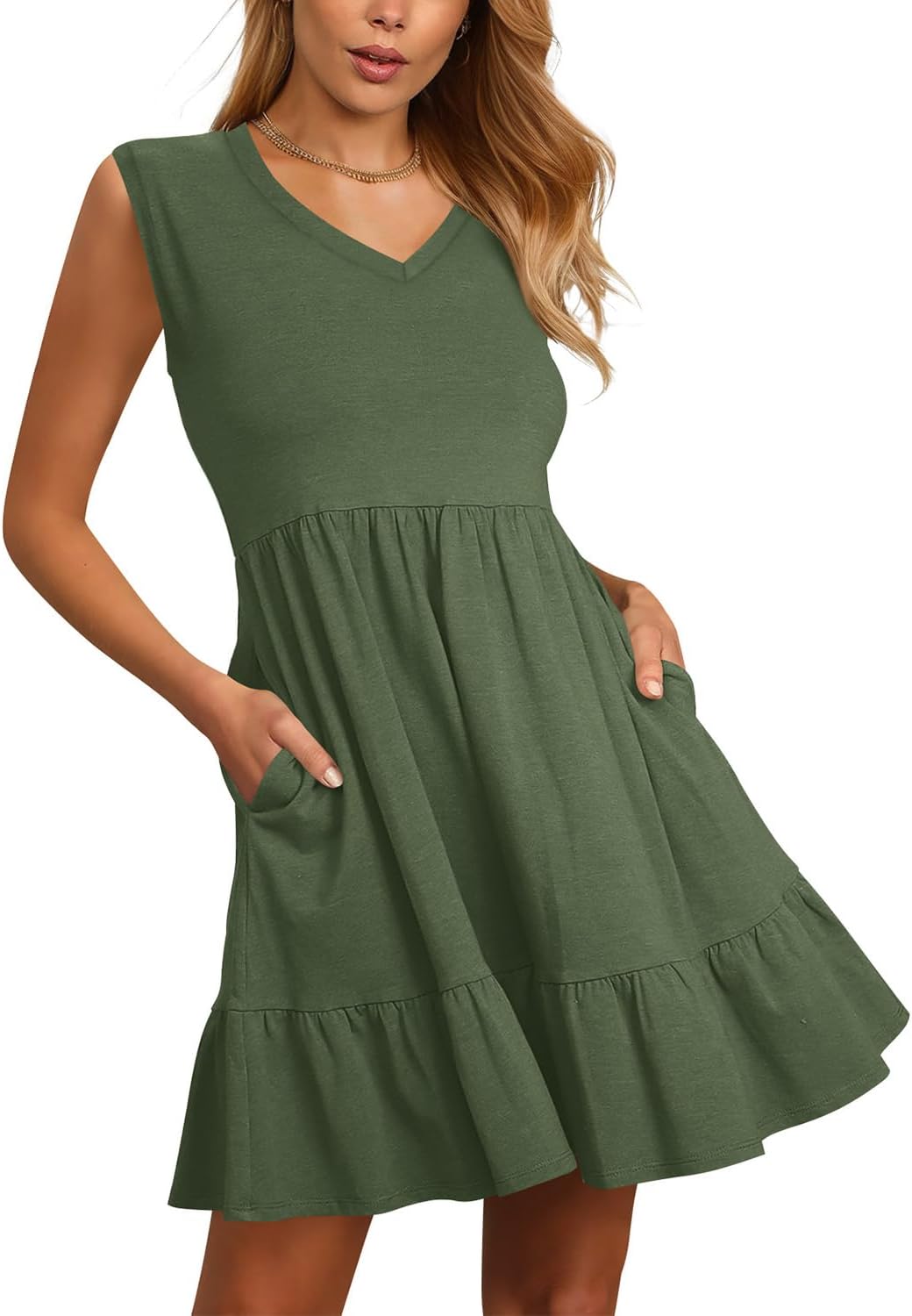 Nova In Sky Womens Summer Dress Short Sleeve Casual T Shirt Dresses 2025 Flowy Beach V-Neck Sundresses with Pockets