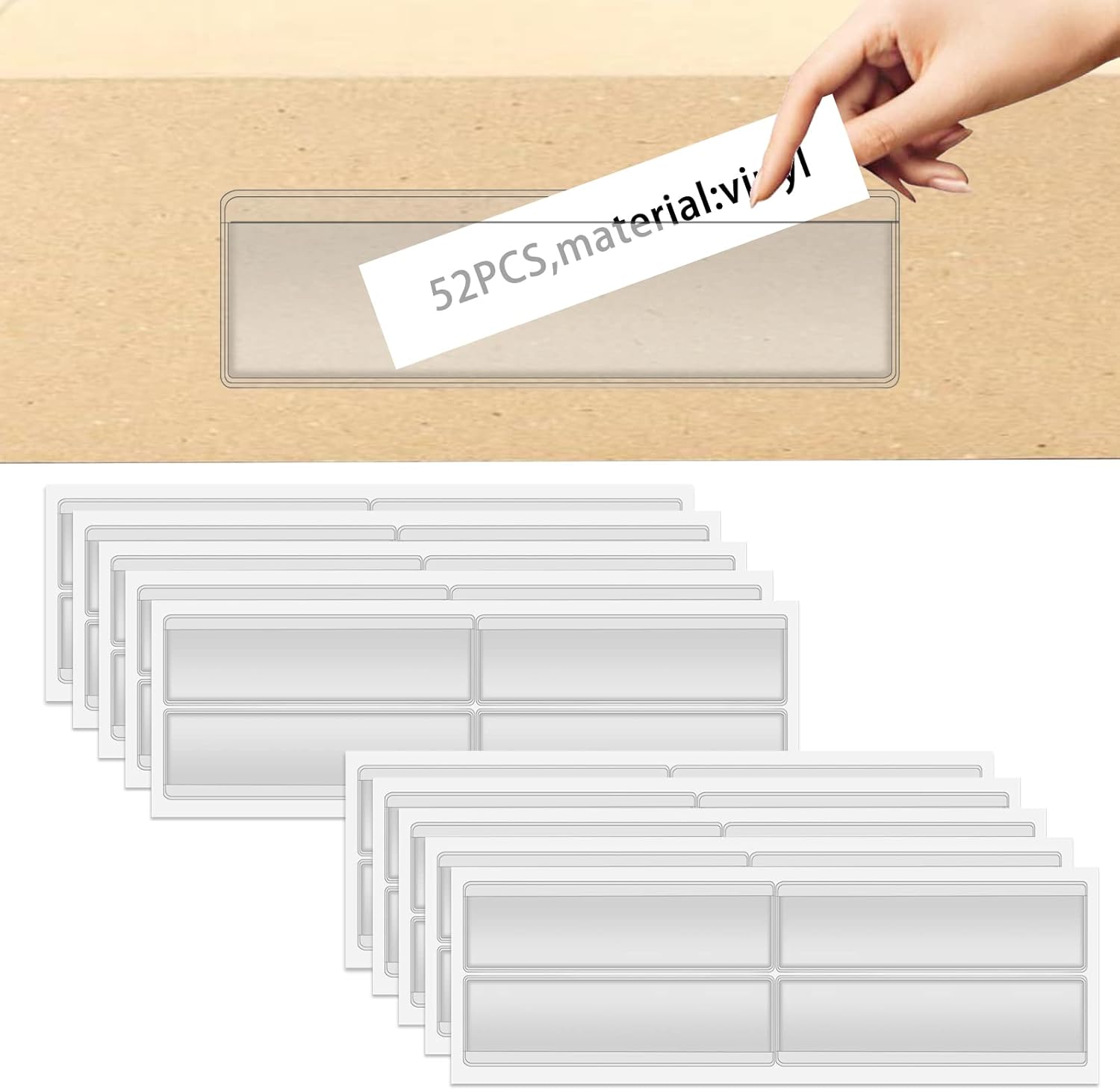 Chris.W 52Pcs Label Holders Self Adhesive Index Card