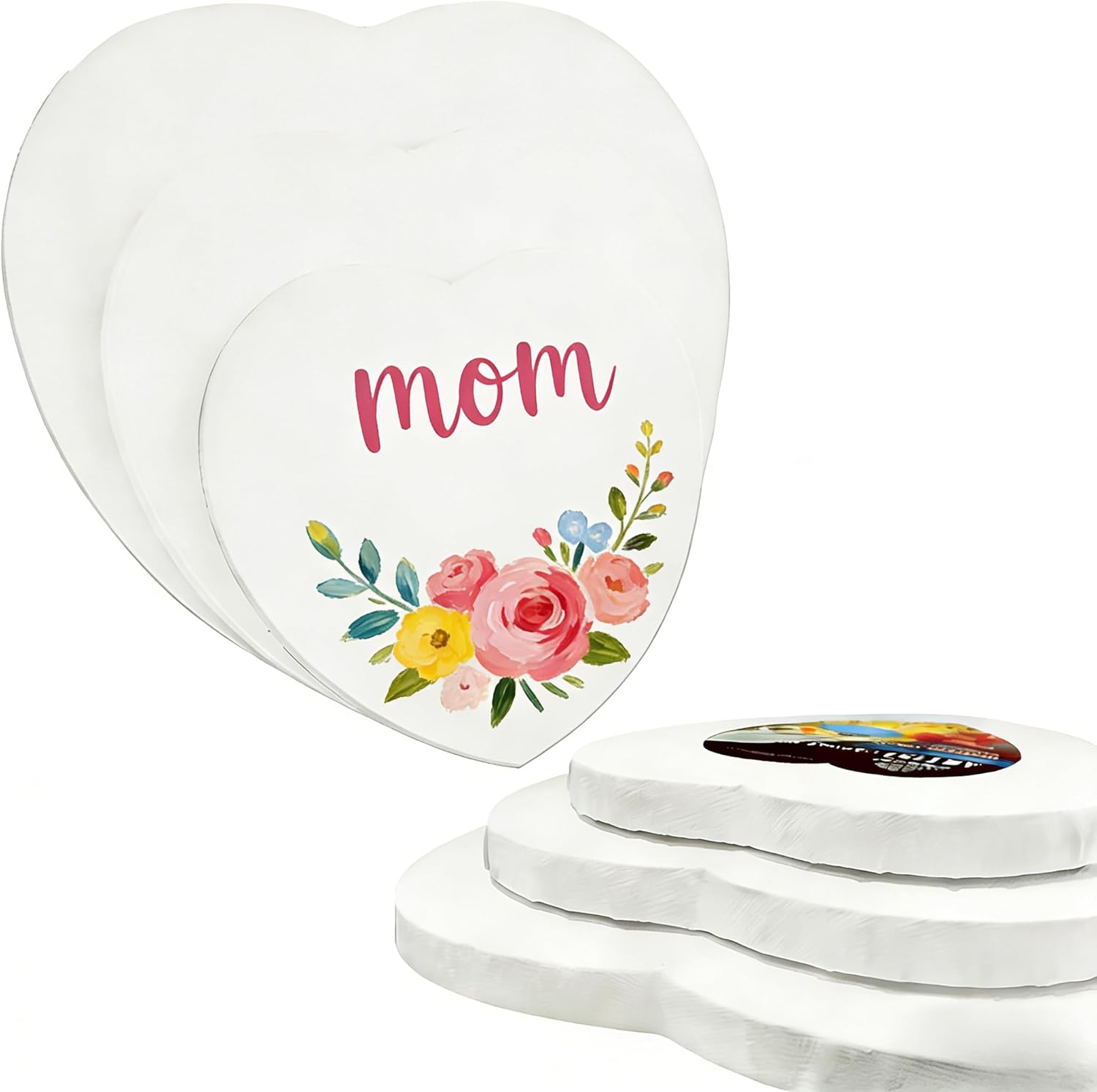 PHOENIX Heart Canvases for Painting - 8, 10, 12 in (2 of Each) - 100% Cotton 10 Oz Triple Primed White Blank Acid-Free Artist Shaped Stretched Canvas for Mother's Day Oil, Acrylic Painting Decoration