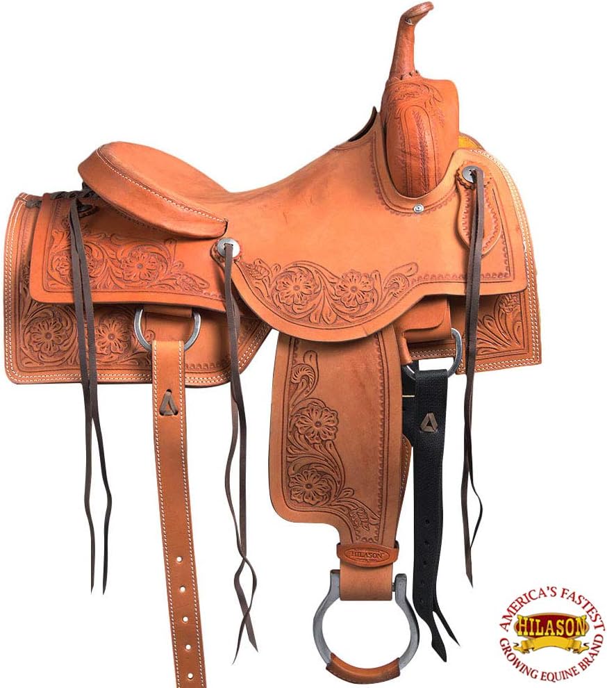 HILASON Horse Cutting Cutter Trail Pleasure Leather Saddle with Tack Set