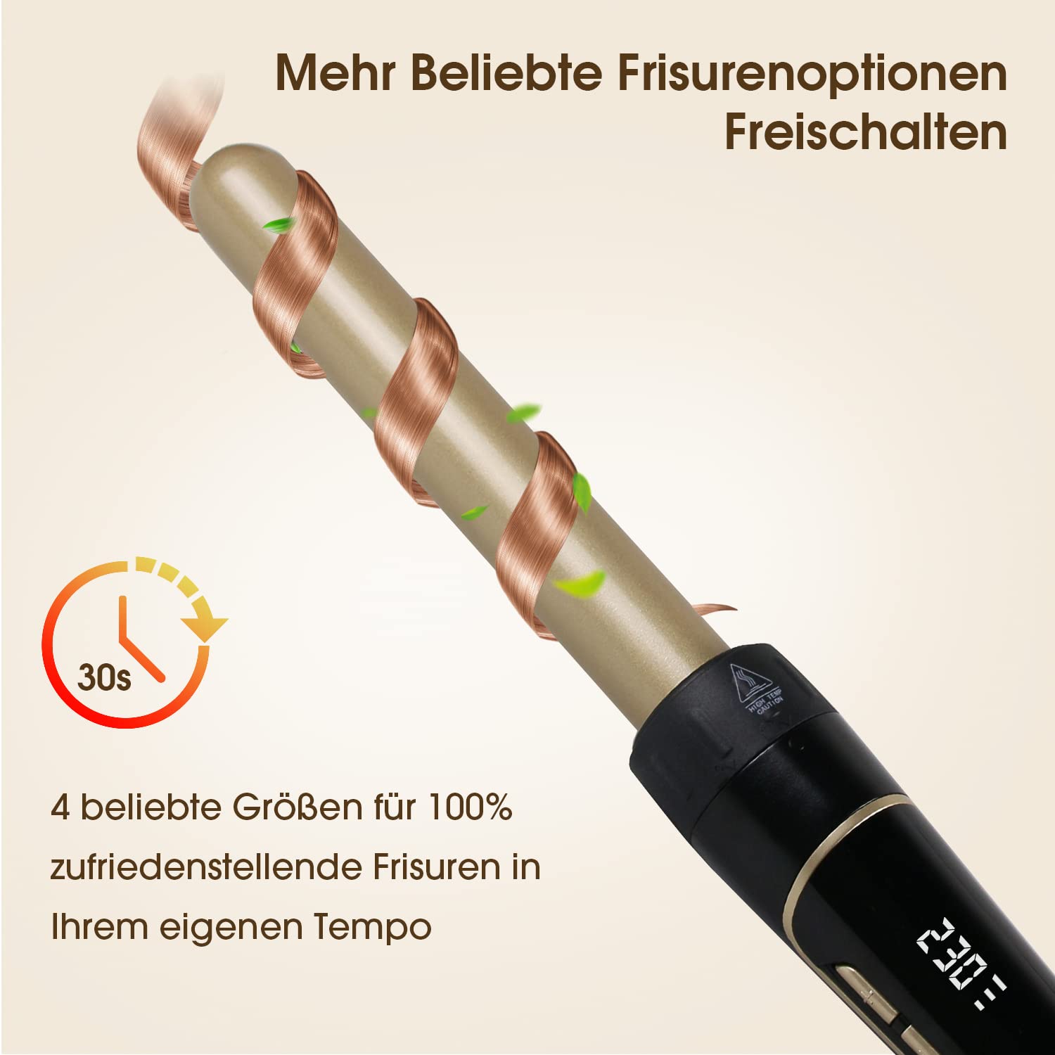 4 in 1 Lockenstab Set,3 Fässer Welleneisen 32mm Keramik mit Lockenstab Große Locken,Welleneisen Verschiedenen Aufsätzen Einstellbare Temp Schnellaufheizung für Lange und Kurze Haare