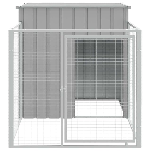 Foto 4 de 5 de vidaXL Caseta para Perro con Corral Gris Claro 110x201x110 cm Acero