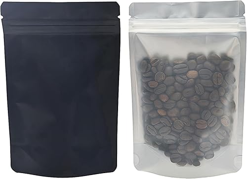 Miniatura 2 de PABCK Bolsa resellable de Mylar negra, bolsas autosellables para almacenamiento de alimentos, dulces y café, bolsa de plástico sellable de aluminio