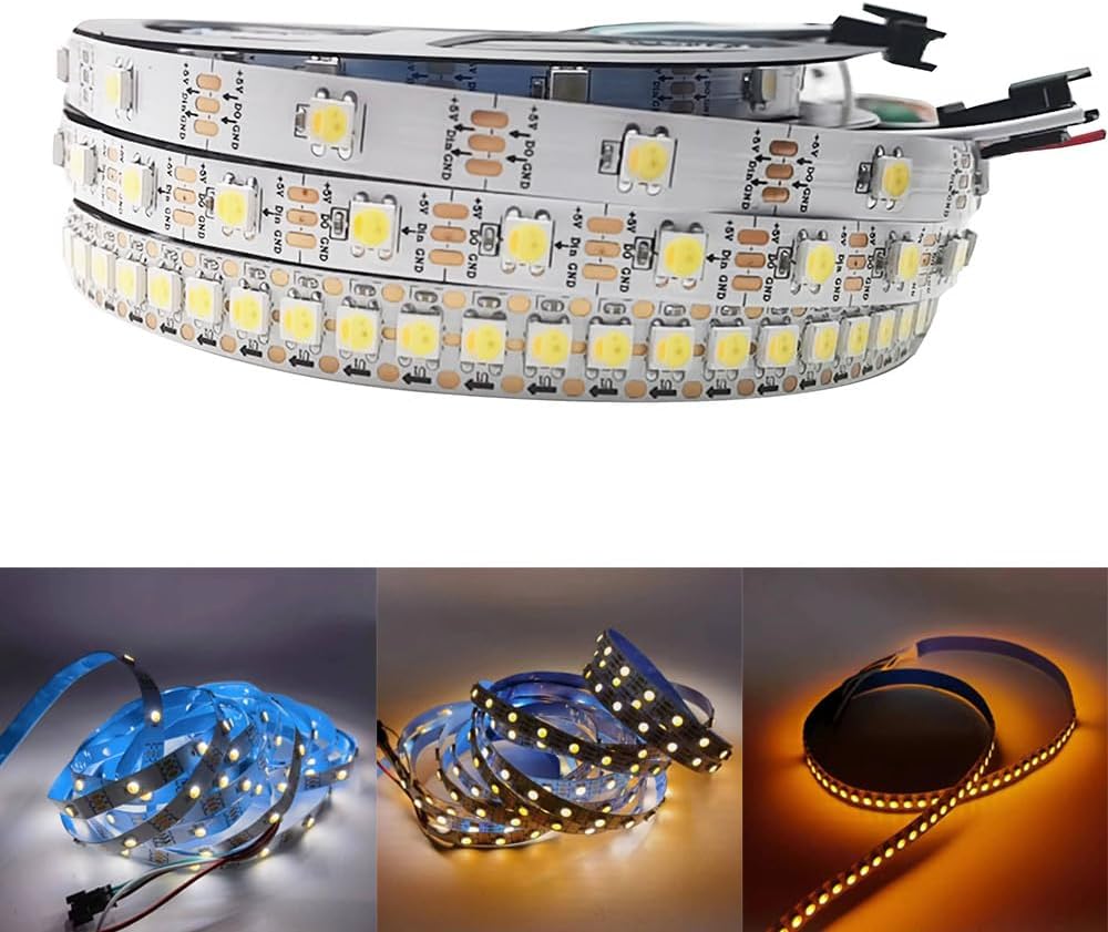 SK6812 WWA Pixel LED Strip 5 m 5 V 30 60 144 LEDs/M Programmable Addressable Single WS2812B Warm White + White + Amber Strip Light 5 m 30 LEDs per Metre [Energy Class E]