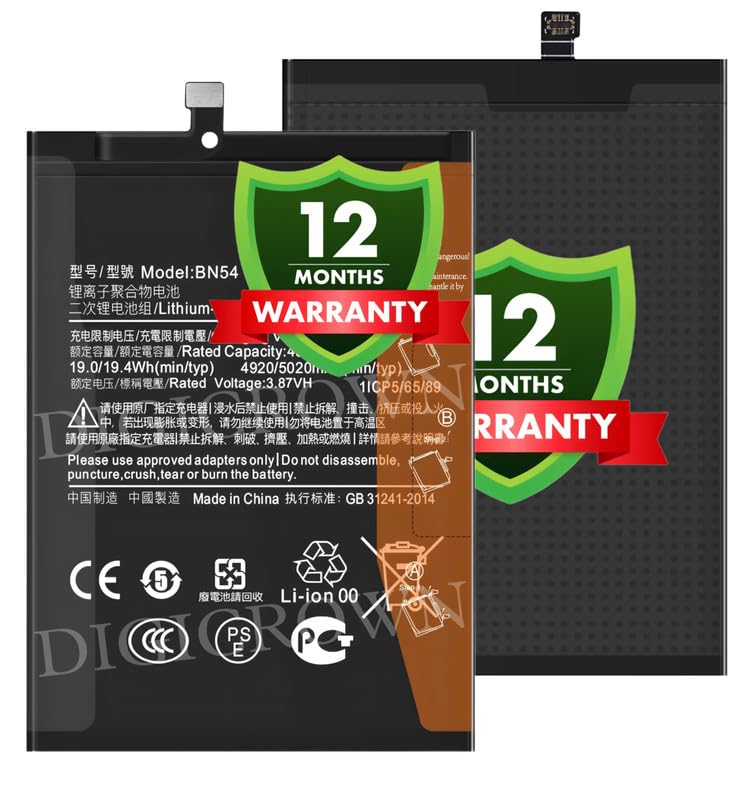 Image of Original BN54 Battery Compatible for Xiaomi Redmi Note 9 (Not Compatible for Note 9 4G) | Note 9 5G | Redmi 10X 4G | Redmi 9 Prime | Poco M2 - (5020mAh) - 1 Year Warranty DF7