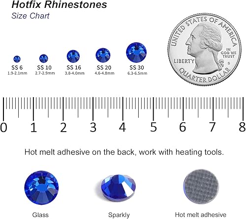 Miniatura 4 de 6000 diamantes de imitación termoadhesivos a granel, diamantes de imitación azules para ropa de manualidades, cristales termoadhesivos para
