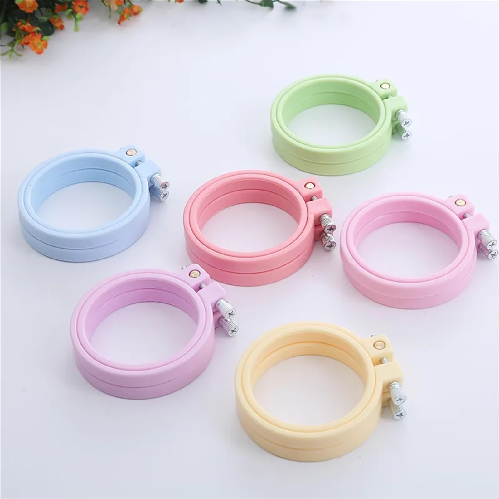 MRKU Soporte para Bastidor de Bordado DIY, Kit de Costura para Punto de Cruz, 1/3 Piezas, Anillo de plástico Redondo, Herramienta de Estiramiento, Herramientas de Costura y Manualidades domésticas.