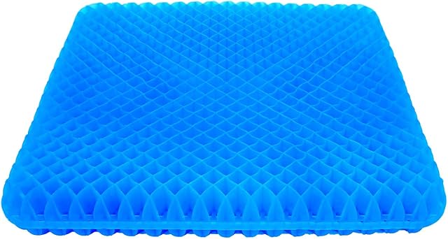 Gel Seat Cushion, Double Thick Large Seat Cushion Honeycomb Design Seat Cushion with Non-Slip Seat Cover for Relief Back Pain, Gel Cushion for Home Office Chair Wheelchair (17.5x15.15x1.42inch)