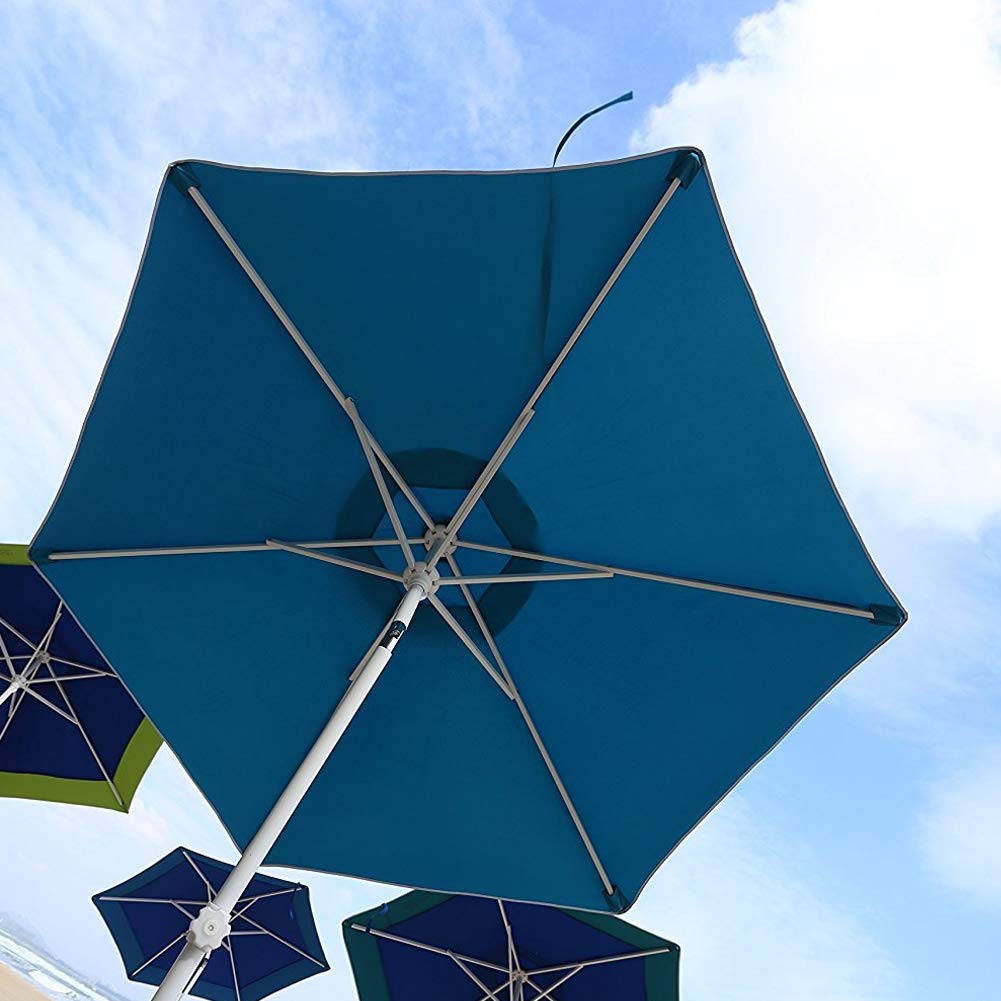 BAKAJI Ombrellone da Mare Spiaggia Giardino con Palo in Acciaio Reclinabile Rivestimento in Tessuto Anti UV Diametro 210 cm con Tracolla Custodia