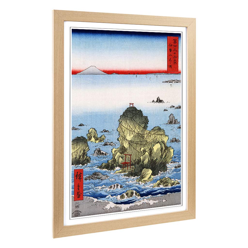 Big Box Art Framed Print of Hiroshige Japanese Oriental Futamigaura Design | Wall Art Picture | Home Decor for Kitchen, Living Room, Bedroom, Hallway, Oak, A2 / 24.5x18 Inch / 62x45cm