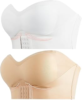 Excefore 2-Pack Strapless Front Buckle Lift Bras - Push Up