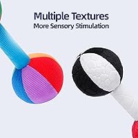 Vista 3 de Jollybaby Juguete de sonajero con mancuernas de felpa suave para bebé, recién nacido de 0 a 3 a 6 meses, sonajeros sensoriales de alto contraste