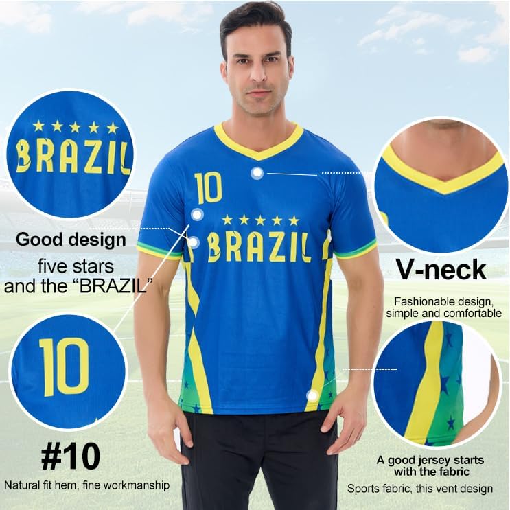 Soccer Jerseys for Men&Women S-2XL,#10 National Team Fan Soccer Practice Jerseys Football Shirt - Image 3