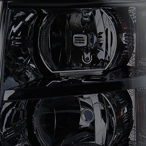AKKON - For Chevy Pickup 2007-2013 Silverado 1500 2500HD 3500HD Heavy Duty Smoked Headlights + Dark Red Tail Light Combo