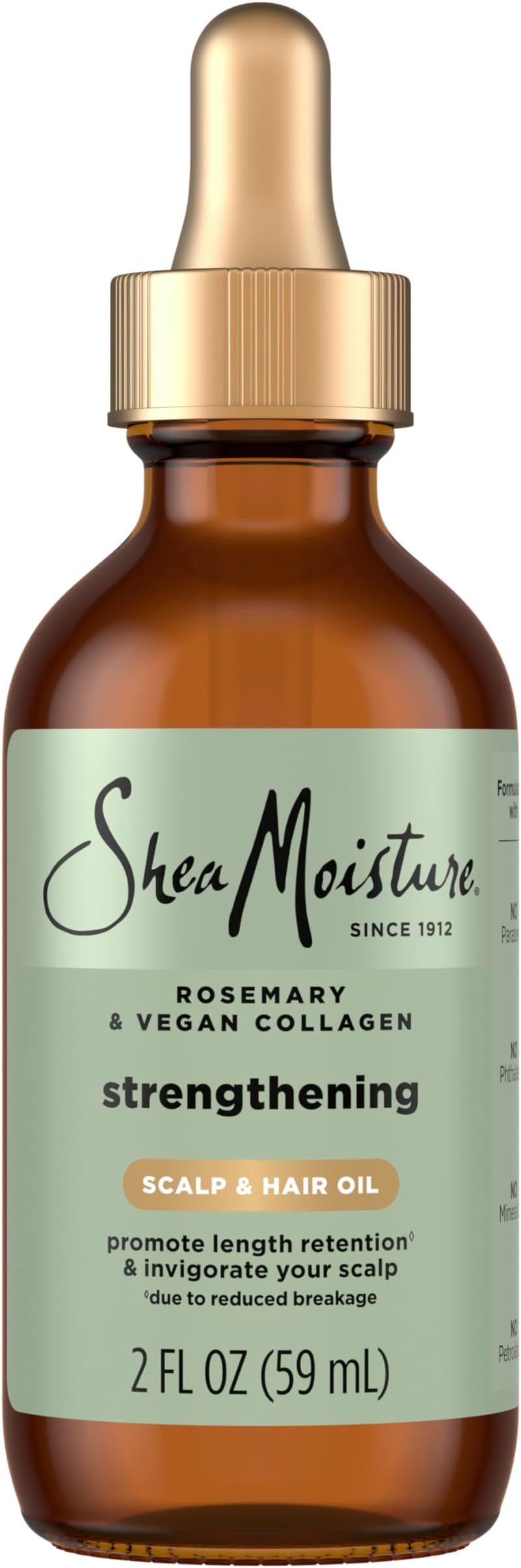 SheaMoisture Strengthening Scalp & Hair Oil Rosemary & Vegan Collagen to Promote Length Retention & Invigorate the Scalp, with ScalpBoost Technology, 2 oz