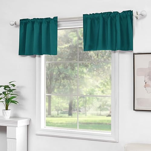 Miniatura 8 de Cenefas verdes para ventanas, cocina, baño, comedor, sala de estar, dormitorio, cafetería, oficina, lavandería, bolsillo para barra de 18 pulgadas