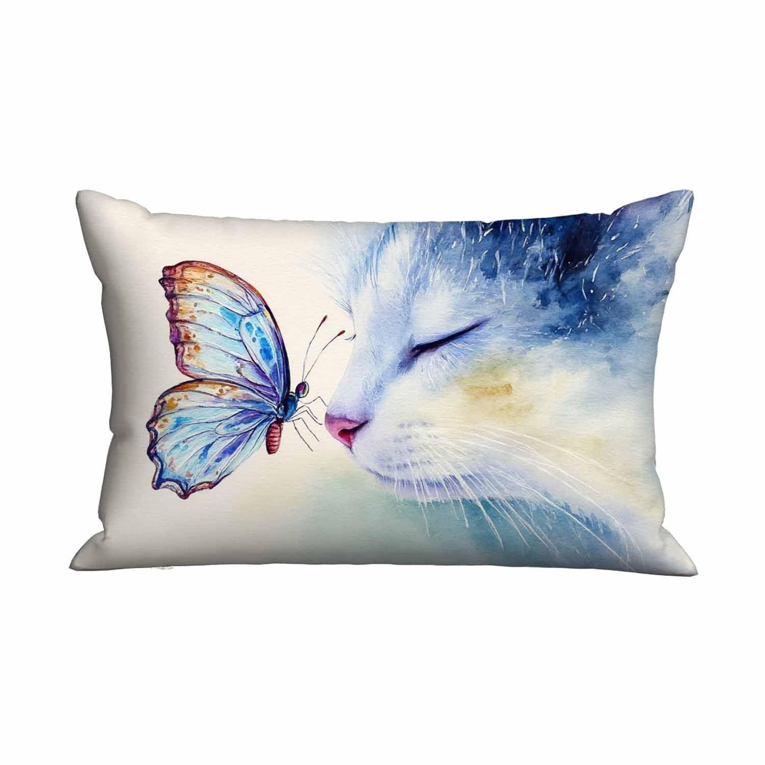 Mugod Pillow Case Cute Kitten Cat Face with Butterfly on Nose Watercolor,Cushion Cover Case 20x30 Inches for Home Sofa Bedroom Living for Women Men