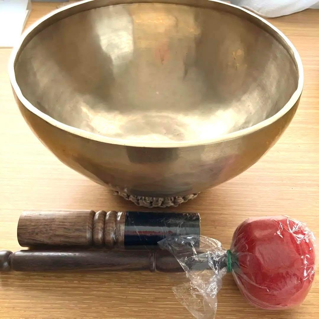 1.シャキア氏工房 約29cmゴールドシンギングボウル 7メタル ニュー