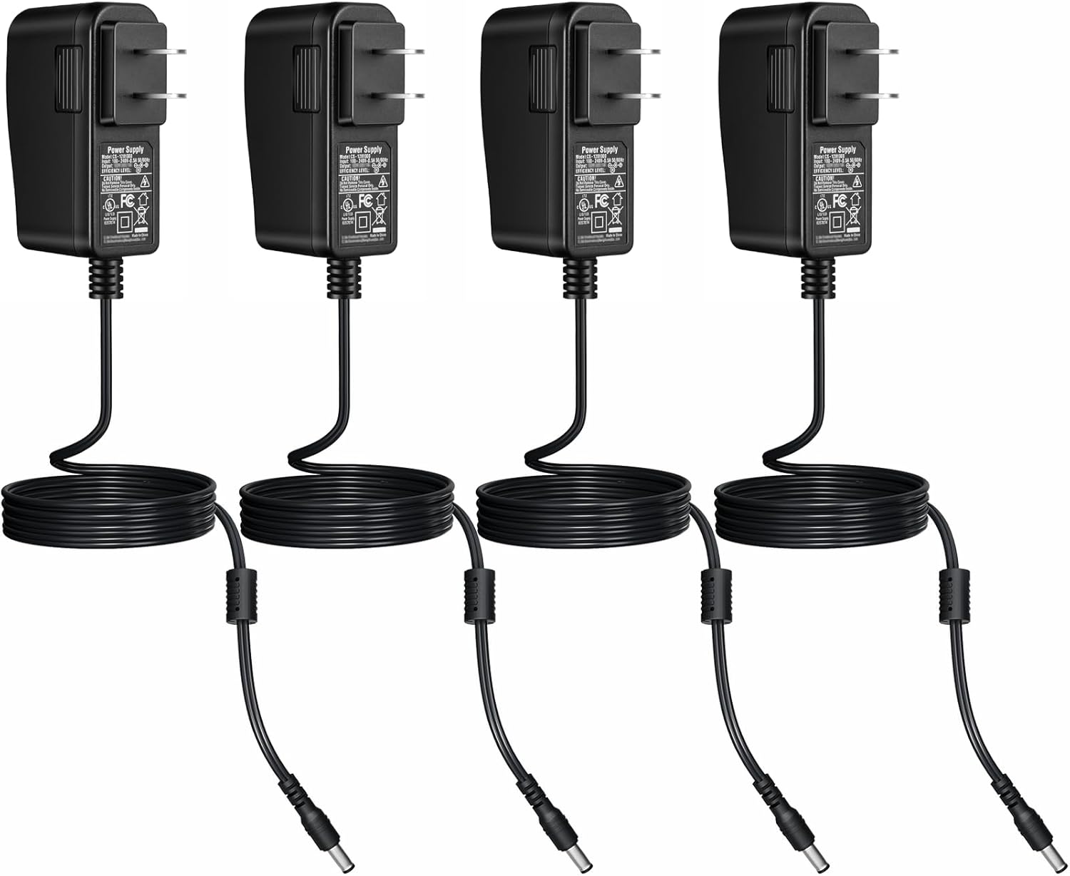 Security-01 4-Pack DC 12V 0.5A Power Supply Adapter 5.5mm x 2.1mm, 12 Volt Power Adapter Transformers for CCTV Camera,Speaker,Router,Printer,Keyboard, UL Listed