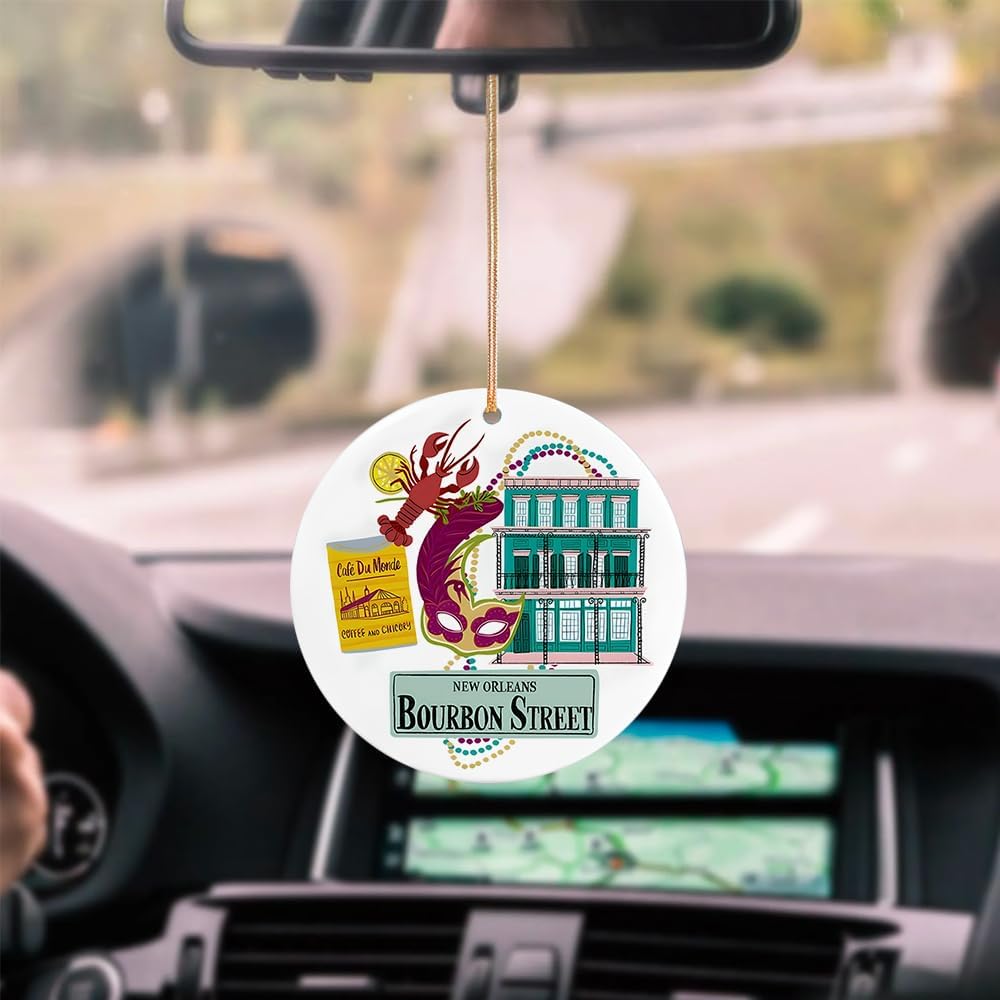 New Orleans Bourbon Street Christmas Ornament – Mardi Gras Mask, Café Du Monde Coffee, French Quarter Balcony – Louisiana Souvenir Holiday Decor for Travel Lovers & City Collectors - Image 6