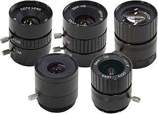 Arducam CS-Mount Lens Kit for Raspberry Pi HQ Camera (Type 1/2.3), 6mm to 25mm Focal Lengths, 65 to 14 Degrees, Telephoto, Wide Angle, Pack of 5