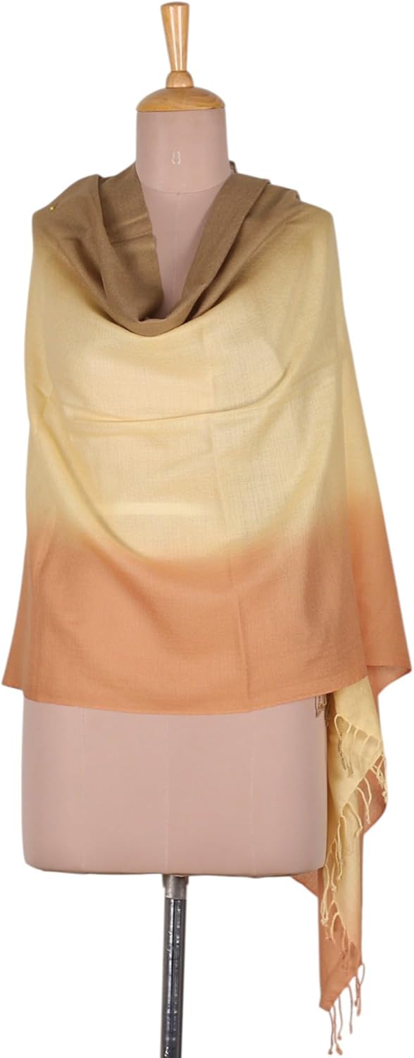 NOVICA Wool shawl, 'Earthy Muse'