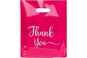 Thank You Bags for Business Small - 100 Pack Plastic Merchandise Bags...