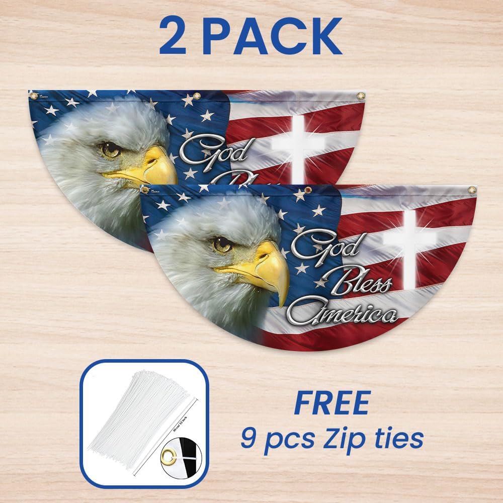 Patriotic Eagle God Bless America Non-Pleated Fan Flag MLN2625FL, 1.5x3 ft, 1 Pack - Image 6