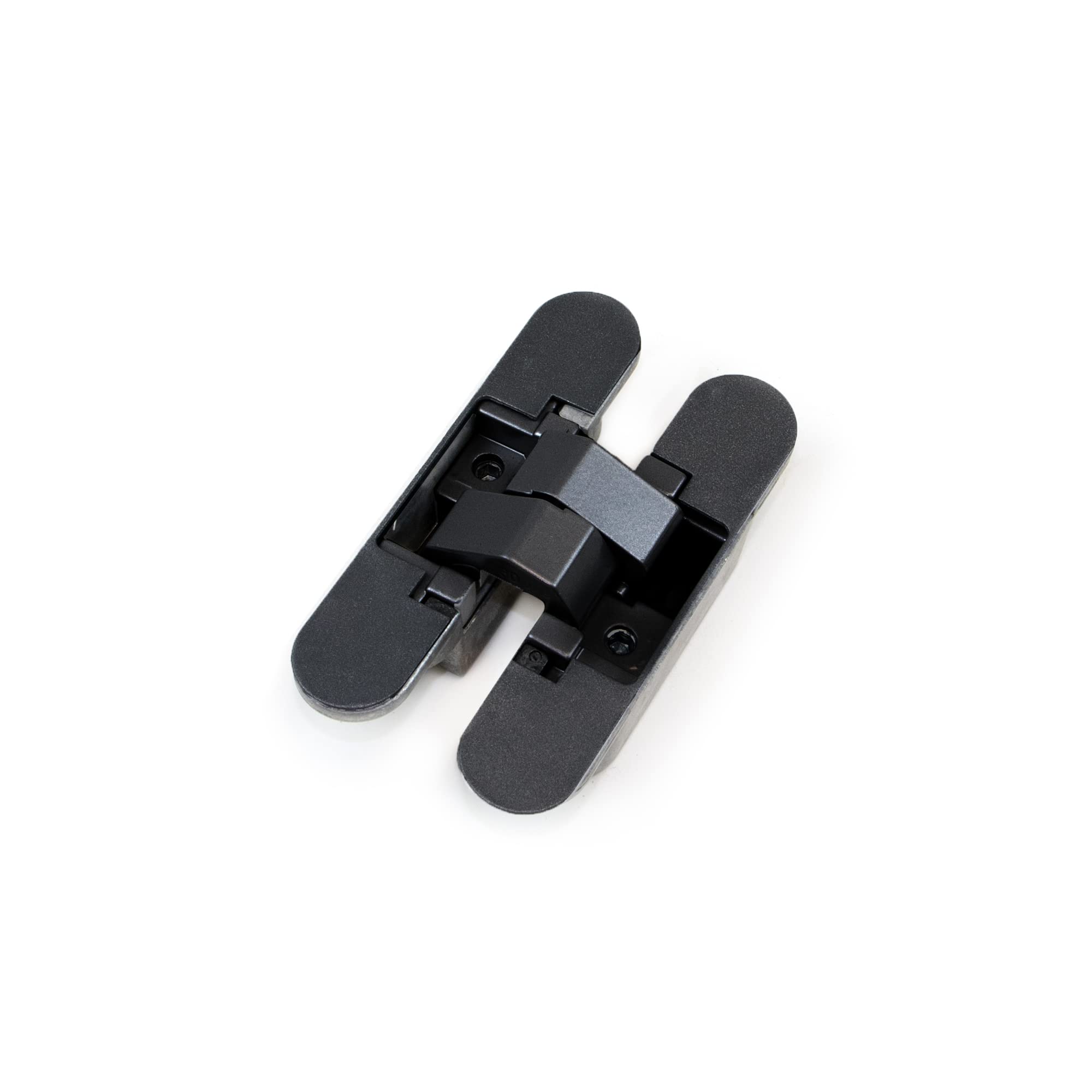 Emuca - Charnière invisible pour portes, Lot de 2 charnières invisibles pour portes lourdes, charge de 40 kg, ouverture de 180º, zamak, noir